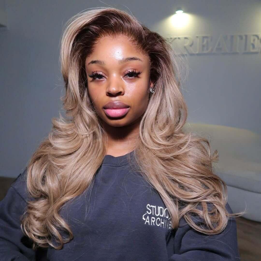 Tuneful Professional Toned Ombre Ash Blonde Mixed Dirty Blonde Human Hair Wigs Glueless Wigs