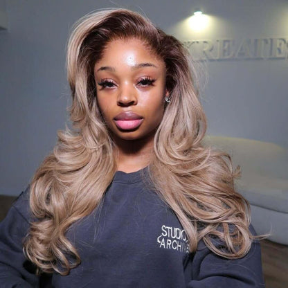 Tuneful Professional Toned Ombre Ash Blonde Mixed Dirty Blonde Human Hair Wigs Glueless Wigs