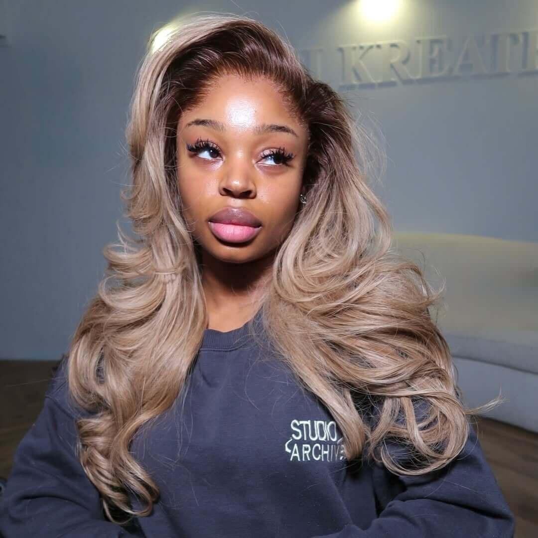 Tuneful Professional Toned Ombre Ash Blonde Mixed Dirty Blonde Human Hair Wigs Glueless Wigs