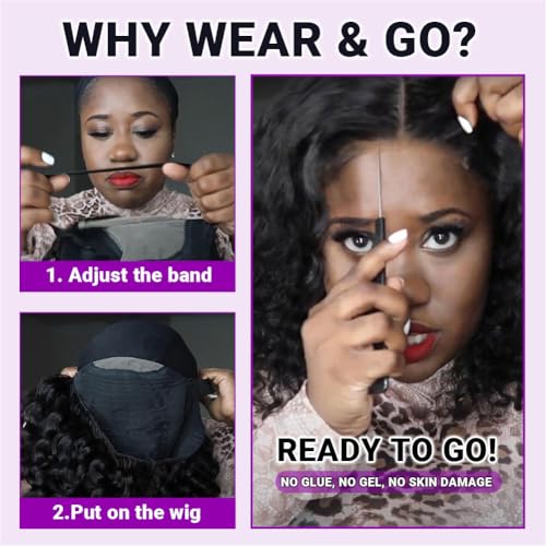 Curly Bob Wig Human Hair 5x5 Wear And Go Glueless Wigs Human Hair Pre Plucked Pre Cut Deep Wave Lace Front Closure Wigs For Black Women 200 Density Curly Wig Glueless Wear And Go Black 12 Inch