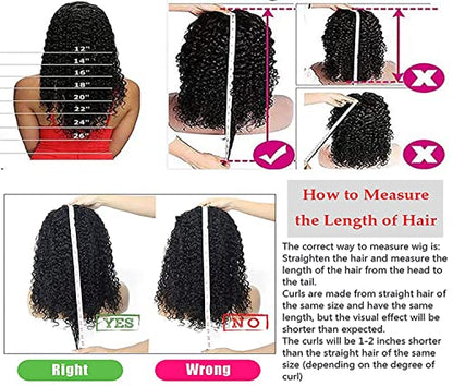 Aiterina Headband Wig Deep Wave 12 Inch Human Hair Headband Wig Curly hair Glueless Human Hair Wigs Machine Made No Lace deep Curly Headband Wigs Natural color