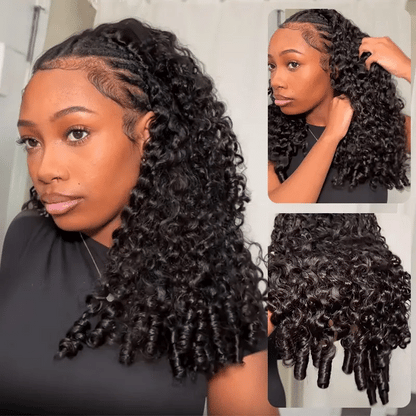 ISEE Burmese Curly Half Wig InvisiFit Strap Human Hair Wear Go Glueless Wig for Beginners