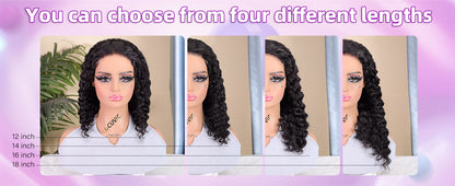 Curly Bob Wig Human Hair 5x5 Wear And Go Glueless Wigs Human Hair Pre Plucked Pre Cut Deep Wave Lace Front Closure Wigs For Black Women 200 Density Curly Wig Glueless Wear And Go Black 12 Inch