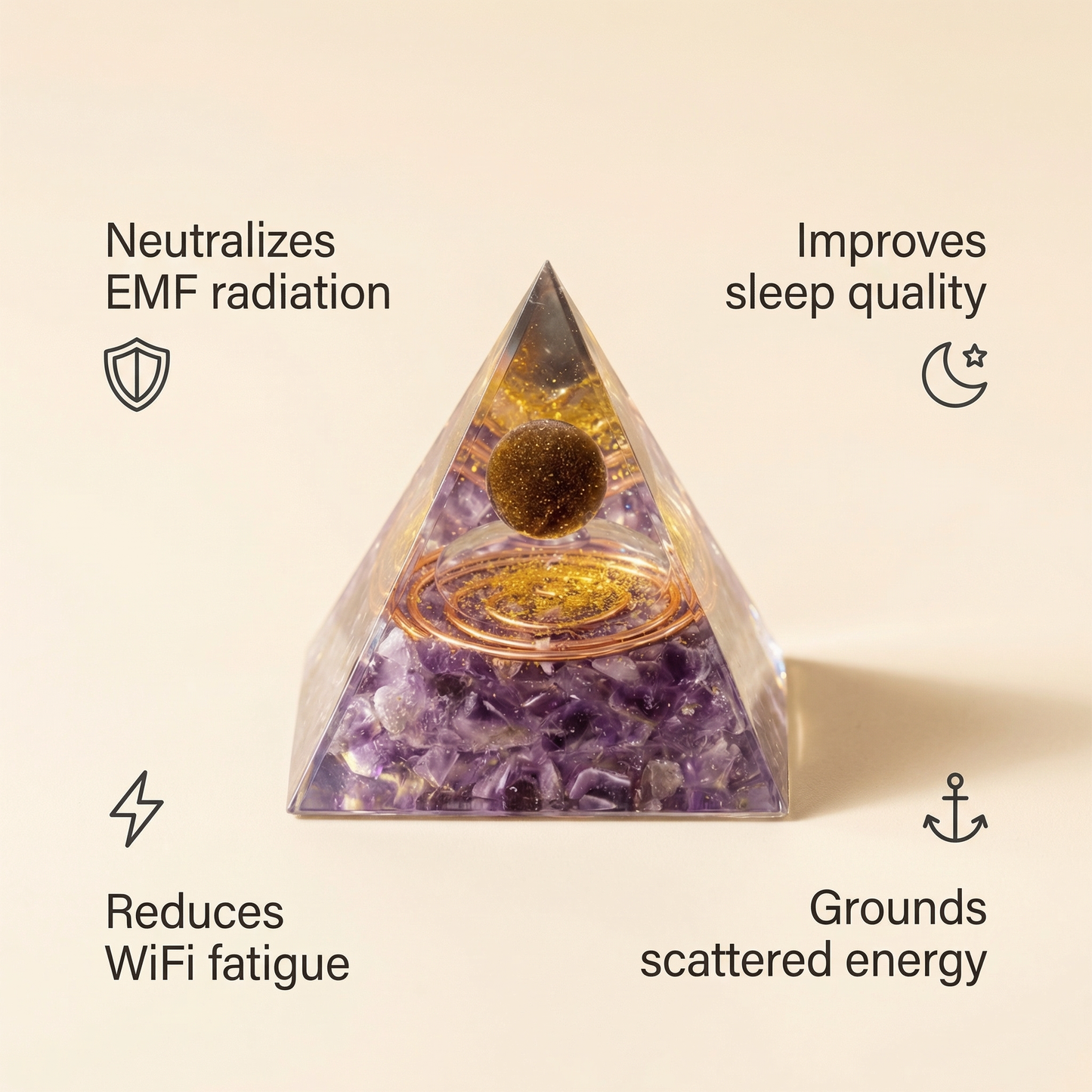 The Amethyst Pyramid — Place It Once. Sleep Through The Night.