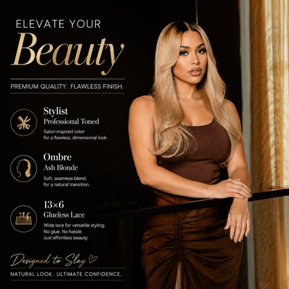 Tuneful Professional Toned Ombre Ash Blonde Mixed Dirty Blonde Human Hair Wigs Glueless Wigs