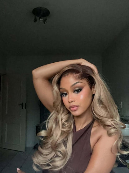 Tuneful Professional Toned Ombre Ash Blonde Mixed Dirty Blonde Human Hair Wigs Glueless Wigs