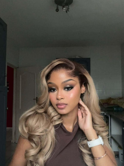 Tuneful Professional Toned Ombre Ash Blonde Mixed Dirty Blonde Human Hair Wigs Glueless Wigs