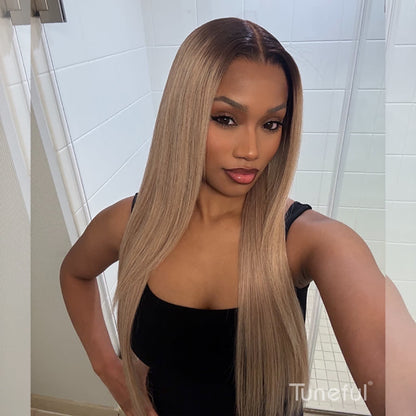 Tuneful Professional Toned Ombre Ash Blonde Mixed Dirty Blonde Human Hair Wigs Glueless Wigs