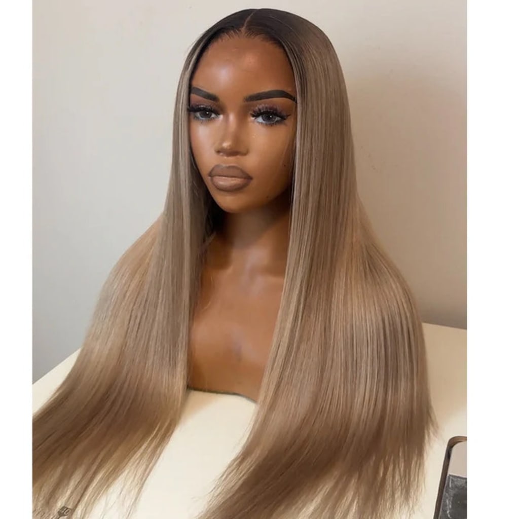 Tuneful Professional Toned Ombre Ash Blonde Mixed Dirty Blonde Human Hair Wigs Glueless Wigs