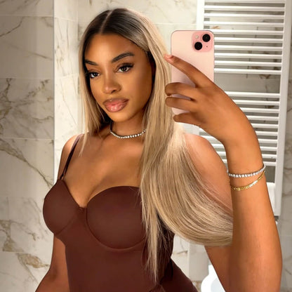 Tuneful Professional Toned Ombre Ash Blonde Mixed Dirty Blonde Human Hair Wigs Glueless Wigs