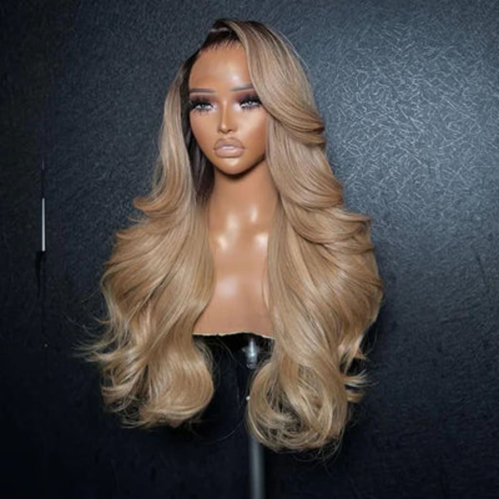 Tuneful Professional Toned Ombre Ash Blonde Mixed Dirty Blonde Human Hair Wigs Glueless Wigs