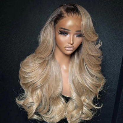 Tuneful Professional Toned Ombre Ash Blonde Mixed Dirty Blonde Human Hair Wigs Glueless Wigs