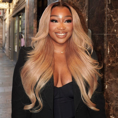 Tuneful Professional Toned Ombre Ash Blonde Mixed Dirty Blonde Human Hair Wigs Glueless Wigs